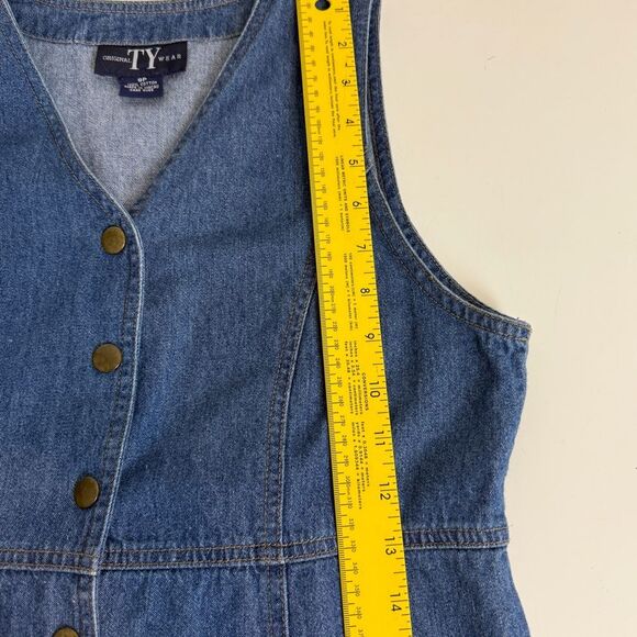 Vintage TY Wear Denim Snap Front Midi Sleeveless Dress 8P - Picture 6 of 8